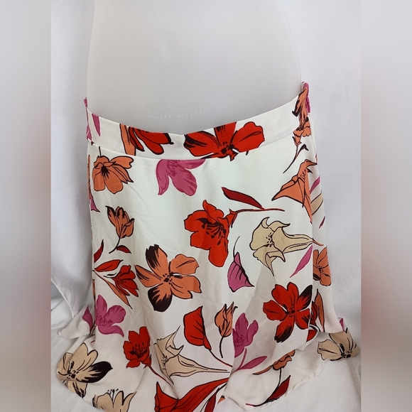 PHILOSOPHY Colorful Flowy Floral Summer Print Skirt Preppy Red & Pink(#1,443) - Picture 1 of 8